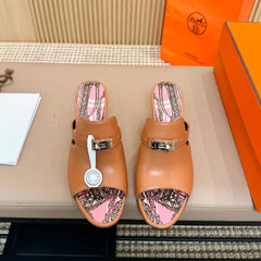 HEDEN MULE 80 TAWNY CALFSKIN WITH PATTERN