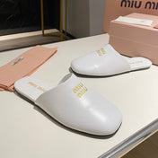 MULES SLIPPERS RETRO WHITE COWHIDE