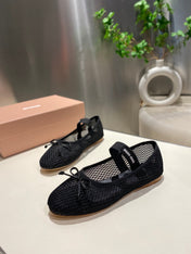 MARY JANE FLAT IN BLACK MESH