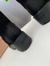 MIUMIU 26S MID CALF BOOT IN BLACK SUEDE AND SHEARLING