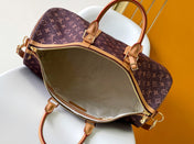 LV 25S KEEPALL 50 MONOGRAM CRYSTALS IN DARK PURPLE CANVAS AND CALFSKIN TRIM