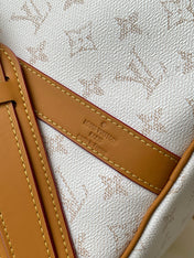 LV 25S KEEPALL BANDOULIÈRE BAG 45 IN WHITE MONOGRAM HERITAGE CALFSKIN