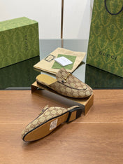 GG PRINCETOWN MULES LIGHT BROWN FABRIC