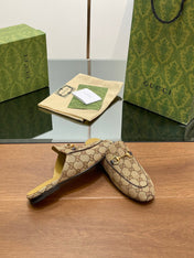 GG PRINCETOWN MULES LIGHT BROWN FABRIC