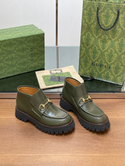 HORSEBIT ANKLE BOOTS 4.5CM IN ARMY GREEN CALFSKIN