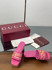 HIGH 6.3 CM WEDGE SANDALS IN PINK CALFSKIN AND FABRIC