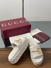 HIGH 5.5 CM WEDGE SANDALS IN CREAM WHITE CALFSKIN AND FABRIC