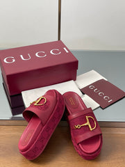 HIGH 5.5 CM WEDGE SANDALS IN RED CALFSKIN AND FABRIC