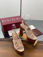 HIGH HEEL SANDALS 13 CM IN BEIGE CALFSKIN MIX SUEDUE GOLD HARDWARE