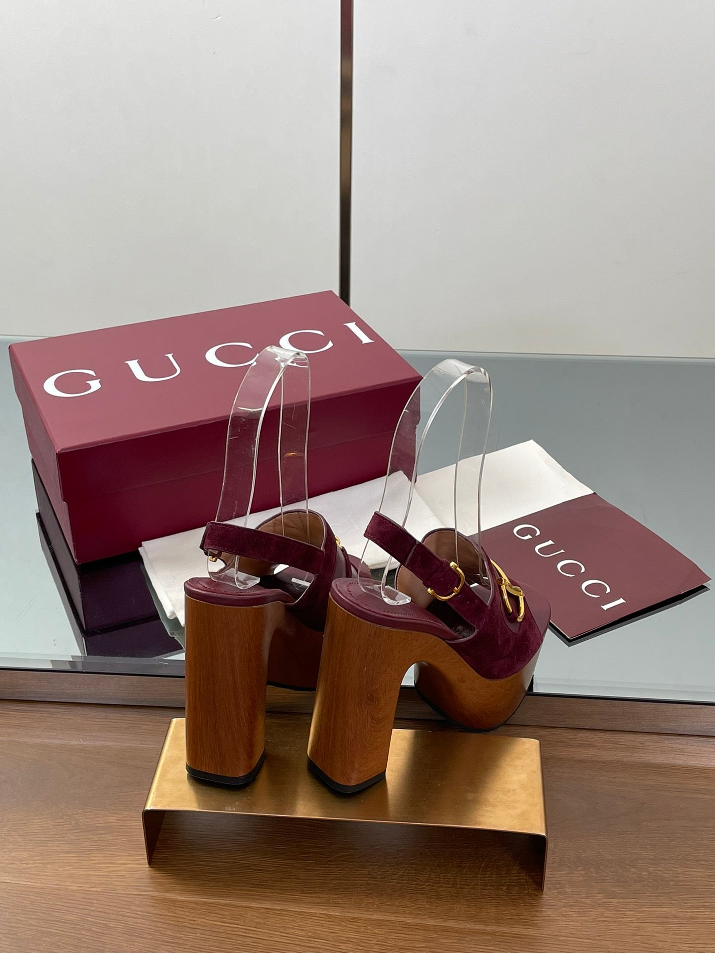 HIGH HEEL SANDALS 13 CM IN DARK RED CALFSKIN MIX SUEDUE GOLD HARDWARE