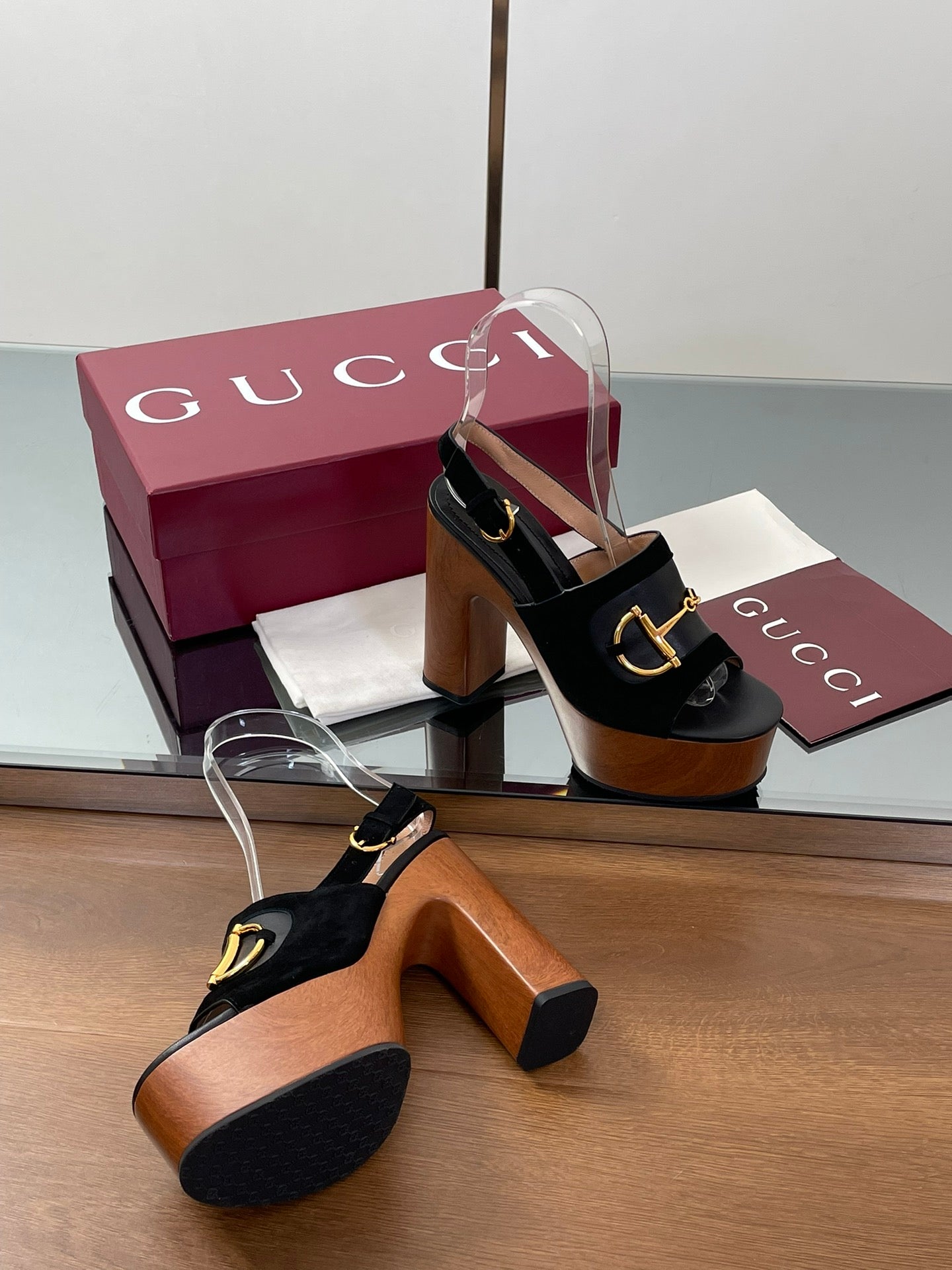 HIGH HEEL SANDALS 13 CM IN BLACK CALFSKIN MIX SUEDUE GOLD HARDWARE