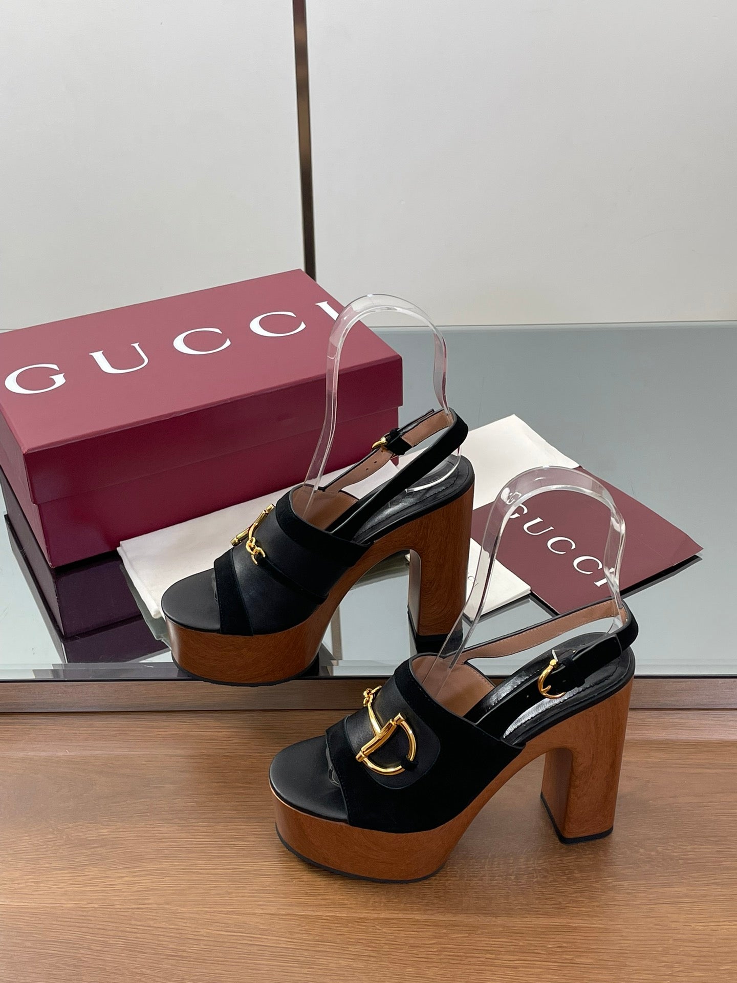 HIGH HEEL SANDALS 13 CM IN BLACK CALFSKIN MIX SUEDUE GOLD HARDWARE