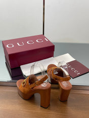 HIGH HEEL SANDALS 13 CM IN BROWN CALFSKIN MIX SUEDUE GOLD HARDWARE