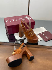 HIGH HEEL SANDALS 13 CM IN BROWN CALFSKIN MIX SUEDUE GOLD HARDWARE