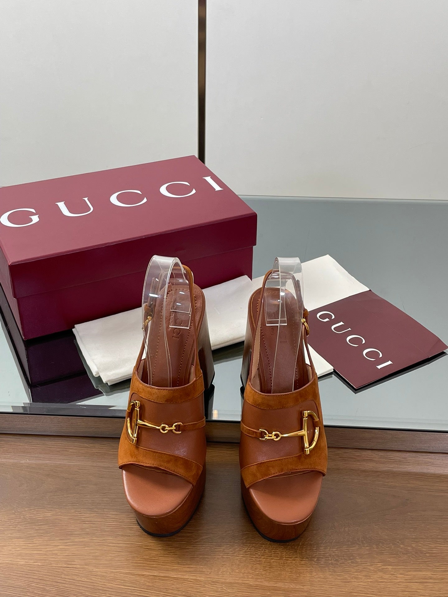 HIGH HEEL SANDALS 13 CM IN BROWN CALFSKIN MIX SUEDUE GOLD HARDWARE