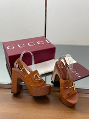 HIGH HEEL SANDALS 13 CM IN BROWN CALFSKIN MIX SUEDUE GOLD HARDWARE