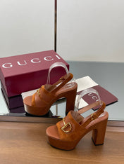 HIGH HEEL SANDALS 13 CM IN BROWN CALFSKIN MIX SUEDUE GOLD HARDWARE