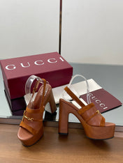 HIGH HEEL SANDALS 13 CM IN BROWN CALFSKIN MIX SUEDUE GOLD HARDWARE