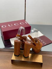 HIGH HEEL SANDALS 13 CM IN BROWN CALFSKIN MIX SUEDUE GOLD HARDWARE