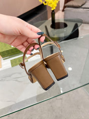 GG HIGH HEELS SANDALS 60 IN BROWN LAMBSKIN