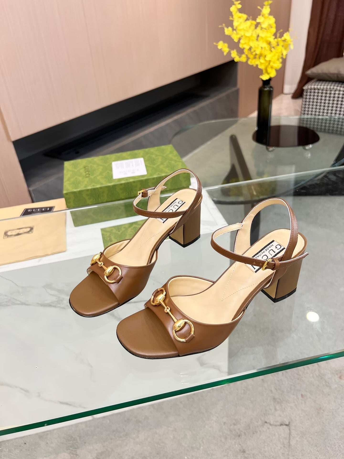 GG HIGH HEELS SANDALS 60 IN BROWN LAMBSKIN