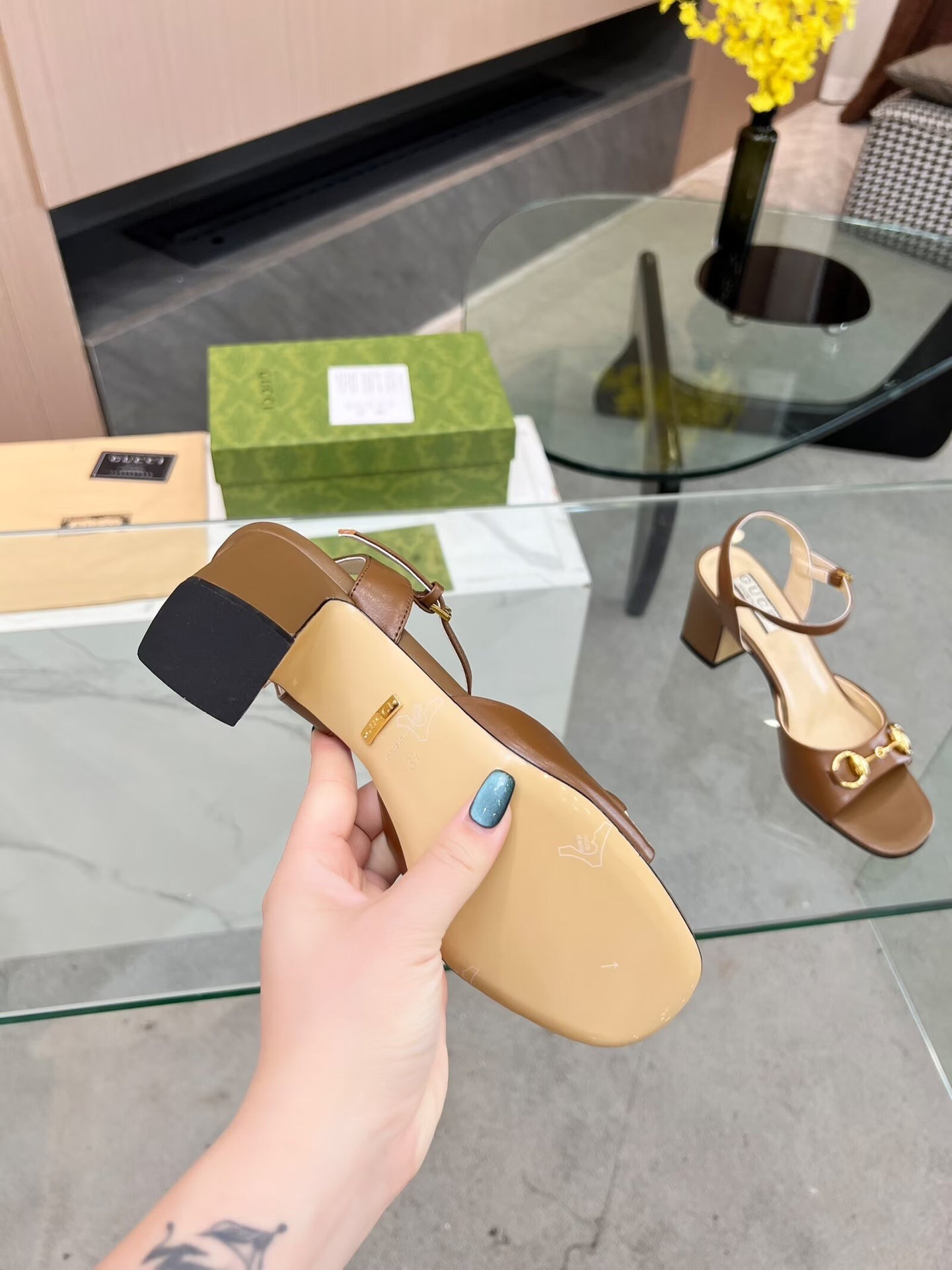 GG HIGH HEELS SANDALS 60 IN BROWN LAMBSKIN