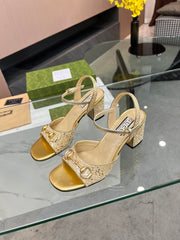 GG HIGH HEELS SANDALS 60 IN SHINY GOLD LAMBSKIN