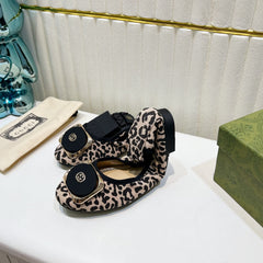 GG BALLET SUPER SLIM LEOPARD PATTERN LAMBSKIN
