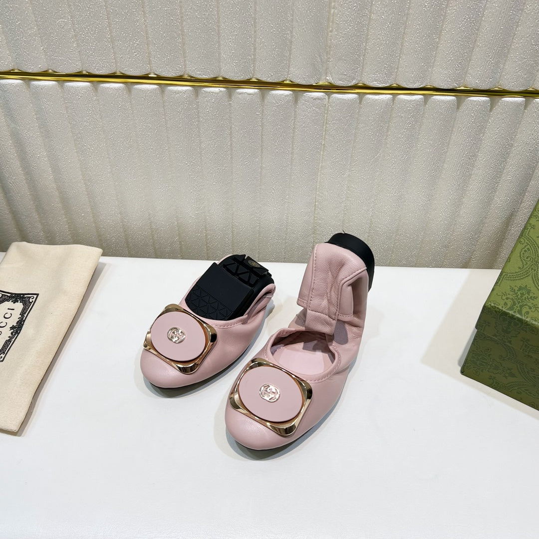 GG BALLET SUPER SLIM PASTEL PINK LAMBSKIN