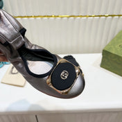 GG BALLET SUPER SLIM SILVER LAMBSKIN