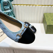 GG BALLET SUPER SLIM BUCKLE BLACK AND SKY LAMBSKIN