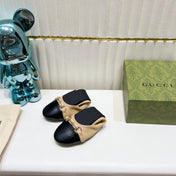 GG BALLET SUPER SLIM BUCKLE BLACK AND CREAM LAMBSKIN