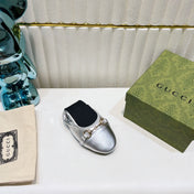 GG BALLET SUPER SLIM BUCKLE SILVER LAMBSKIN