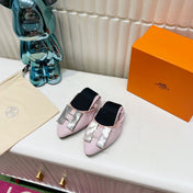 H-BUCKLE BALLLET FLAT LIGHT PINK CALFSKIN