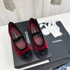 CC MARY JANE FLAT IN RED AND BLACK VELVET