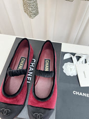 CC MARY JANE FLAT IN RED AND BLACK VELVET