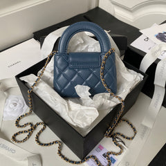 CC KELLY MINI SHOPPING BAG 12 IN AEGEAN BLUE CALFSKIN