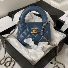 CC KELLY MINI SHOPPING BAG 12 IN AEGEAN BLUE CALFSKIN