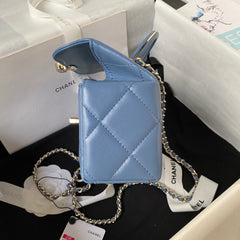 CHANEL 25S FLAP BAG 17 CM IN SLATE BLUE LAMBSKIN