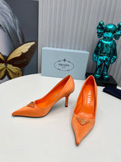 HIGH-HEEL PUMPS IN PUMPSKIN ORANGE SATIN