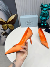 HIGH-HEEL PUMPS IN PUMPSKIN ORANGE SATIN