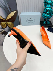 HIGH-HEEL PUMPS IN PUMPSKIN ORANGE SATIN