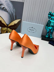 HIGH-HEEL PUMPS IN PUMPSKIN ORANGE SATIN