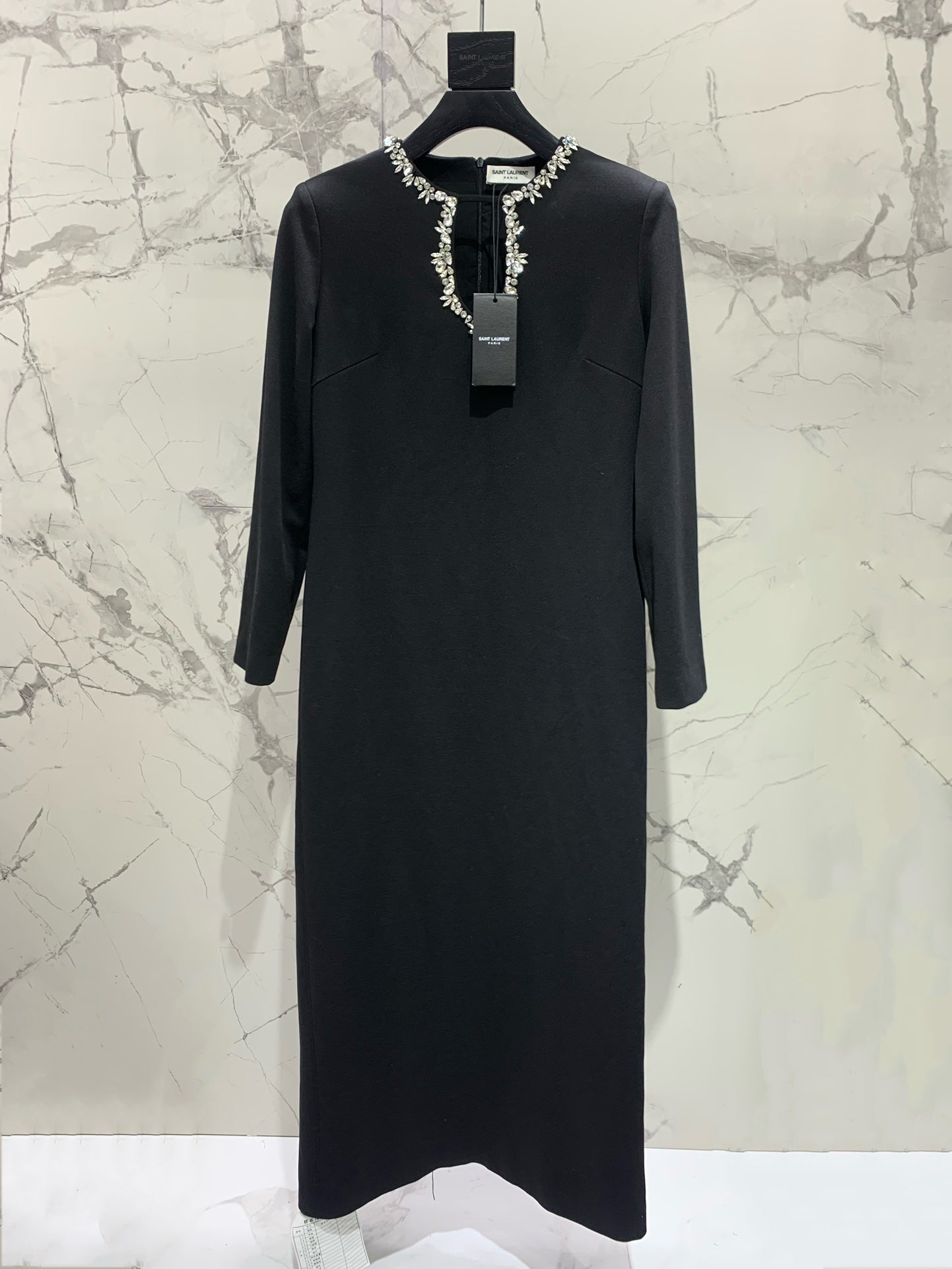 YSL 25S DIAMOND-EMBELLISHED LONG DRESS STYLE 186