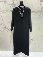 YSL 25S DIAMOND-EMBELLISHED LONG DRESS STYLE 186