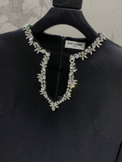 YSL 25S DIAMOND-EMBELLISHED LONG DRESS STYLE 186