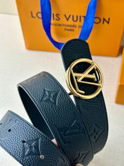 LV 25S BELT 40 MM IN BLACK CALFSKIN WITH GOLD HARDWARE 593263