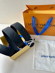LV 25S BELT 40 MM IN BLACK CALFSKIN WITH SILVER HARDWARE 593265