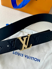 LV 25S BELT 40 MM IN BLACK CALFSKIN WITH GOLD HARDWARE 593267