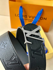 LV 25S BELT 40 MM IN BLACK CALFSKIN WITH SILVER HARDWARE 593267